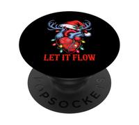 Divertente cappello di Babbo Natale con scritta in inglese "Let It Flow", anatomia, cuore cardiaco PopSockets PopGrip Adesivo
