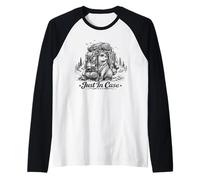 Divertente Capybara Camping Retro Escursionismo Viaggiatore Maglia con Maniche Raglan