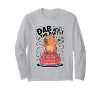 Divertente Capybara Dabbing sulla Cima di Una Torta Maglia a Manica