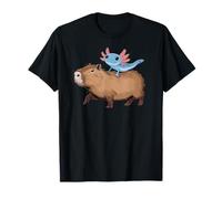 Divertente Capybara Equitazione Axolotl Donne Bambini Ragazzi Axolotl Amante Maglietta