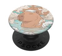 Divertente Capybara giapponese Ukiyo-e Onsen Hot Spring PopSockets PopGrip Adesivo