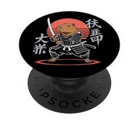 Divertente Capybara Ninja Samurai Retro Anime per gli amanti dei maiali d'acqua PopSockets PopGrip Adesivo