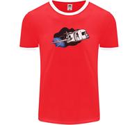 Divertente Caravan Space Shuttle Caravanning Uomo Ringer T-Shirt FotL