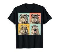 Divertente Carino Capybara Photobooth Selfie Pop Art Vintage Meme Maglietta