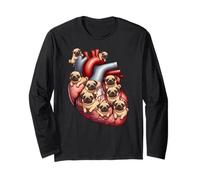 Divertente Carlino Cuore Cane Mamma papà Bambini Maglia a Manica