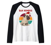 Divertente carlino di Natale in un cappello di Babbo Natale, Scrooge Bah Humbug Maglia con Maniche Raglan