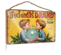 Divertente cartello artistico da bagno Ted And Ic Drand: A Bubble Of Friendship, cartello da parete per cucina (20 x 30 cm)