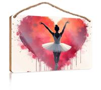 Divertente cartello artistico da parete in legno con ballerina che abbraccia l'amore in un cuore artistico, cartello da bar per uomo decorazione per ufficio (20 x 30 cm)