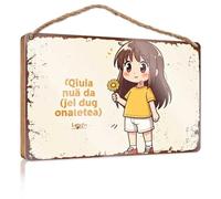 Divertente cartello artistico per il bagno con ragazza Chibi con girasole: una dolce illustrazione in stile cartone animato cartello boscoso cartello autunnale portico cartello da parete per cucina