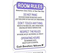 Divertente cartello con regole della stanza, graziosa decorazione per la camera da letto delle ragazze, decorazione per la stanza dei ragazzi, graziosa targa per porta per adolescenti e regali
