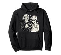 Divertente cartello con scritta "Bigfoot and Alien Sasquatch Love" (lingua italiana non garantita) Felpa con Cappuccio