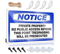 Divertente cartello con scritta in lingua inglese "Notice Private Property No Public Access Beyond", in metallo, per casa e bar, stile vintage (20 x 30 cm)