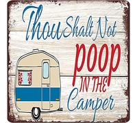 Divertente cartello da campeggio in latta, decorazione per bagno, cartello "Vietato fare la cacca nel camper", regali personalizzati per campeggiatori felici, regole per camper, decorazione da parete,