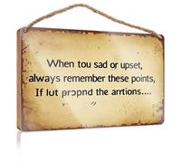 Divertente cartello da parete per il bagno, con scritta in inglese "When Sad or Upset, Remember These Points", accessorio da scrivania per donne, da appendere alla parete, per uomini (15 x 28 cm)