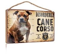 Divertente cartello da parete per il bagno, foto segnaletica di un cane corso, accessori da scrivania per donne da appendere alla parete decorazione da uomo (15 x 28 cm)