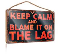 Divertente cartello decorativo per la casa, con scritta in inglese "Keep Calm And Blame It On The Lag", in legno, per portico anteriore, ufficio, 20 x 30 cm