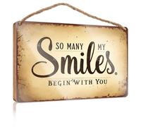 Divertente cartello decorativo per la casa, con scritta in inglese "So Many My Smiles Begin With You", per camera da letto, ragazzi, 20 x 30 cm