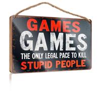 Divertente cartello decorativo per la casa: l'unico modo legale per uccidere persone stupide cartello in legno decorazione da parete per piscina (20 x 30 cm)