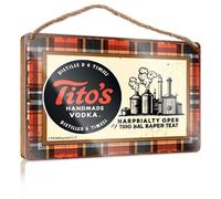 Divertente cartello decorativo per la casa Tito's Handmade Vodka, Distilled Six Times. Cartello per porta per camera da letto e ragazzi (23 x 35 cm)