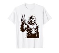 Divertente Cartello della Pace Bigfoot Stile retrò Escursionistico Maglietta