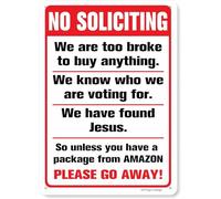 Divertente cartello in alluminio con scritta "No Soliciting We are Too Broke Please Go Away", per interni ed esterni, 30,5 x 40,6 cm (DOORL04)