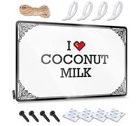 Divertente cartello in latta con scritta "I Love Coconut Milk - Bandiere da giardino per adolescenti - per camera da letto - 20 x 30 cm)