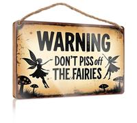 Divertente cartello in legno con scritta in lingua inglese "Don't Piss Off The Fairies" (lingua italiana non garantita), decorazione divertente per la casa, per esterni, decorazioni autunnali