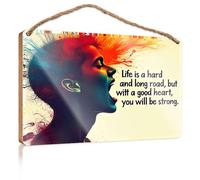 Divertente cartello in legno con scritta "Life's Journey is Tough, But A Good Heart Makes You Strong", divertente decorazione per la casa, per esterni, decorazioni autunnali