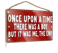 Divertente cartello in legno con scritta "Once Upon A Time There was A Boy But It was Me", decorazione divertente per la casa e per esterni, decorazioni autunnali