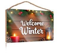 Divertente cartello in legno con scritta "Welcome to a Cozy Winter Season" (lingua italiana non garantita), decorazione divertente per la casa, per esterni e autunnali