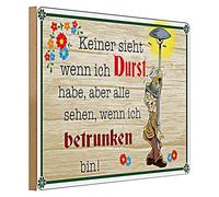 Divertente cartello in legno "Nessuno vede se ho sete" | Targa decorativa umoristica per bar e casa | 40 cm x 30 cm