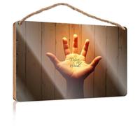 Divertente cartello in legno per porta "Take My Hand: A Gentle Invitation", decorazione per il giorno dei boss, regalo per l'ufficio (23 x 35 cm)