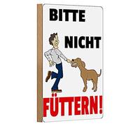 Divertente cartello in legno | Si prega di non nutrire | motivo cane | 12 cm x 18 cm
