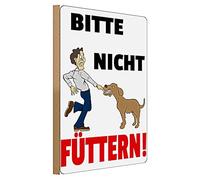 Divertente cartello in legno | Si prega di non nutrire | motivo cane | 30 cm x 40 cm