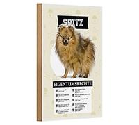 Divertente cartello in legno | Spitz | Diritti di proprietà | Amante dei cani | 12 cm x 18 cm