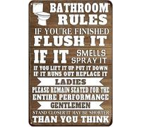 Divertente cartello in metallo con regole del bagno, decorazione da parete per casa colonica e bagno, citazione per bagno, casa, WC, decorazione per bagno, 30,5 x 40,6 cm