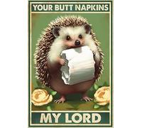Divertente cartello in metallo con riccio con scritta in lingua inglese "My Lord with Toilet Paper", vintage, decorazione da parete per camera da letto, bagno o camera da letto, poster per amanti