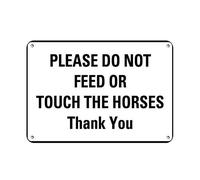 Divertente cartello in metallo con scritta in lingua inglese "Please Do Not Feed Or Touch The Horses Thank You Farm", 20,3 x 30,5 cm
