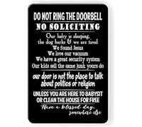 Divertente cartello in metallo con scritta "No Sollecito", cartello in latta con scritta "Do-Ring The Doorbell", cartello da giardino, garage, fattoria, giardino, decorazione da parete, targa per es