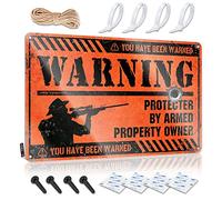 Divertente cartello in metallo con scritta "Yard Signs Warning Protecter" by Armed Property Owner" (lingua italiana non garantita), regalo per gli appassionati di armi (dimensioni: 30 x 40 cm)