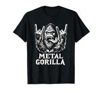 Divertente Cartello in Metallo Gorilla Rock Hand Sign Heavy Maglietta