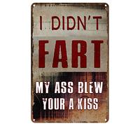 Divertente cartello in metallo per garage, insegne vintage da bar, decorazione da parete per caverne maschili, accessori sarcastici per il bagno, insegne per la birra, non ho scoreggiato, ti ho fatto