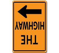 Divertente cartello in metallo, The Highway Metal Warning Tin Signs Yard Sign Garage Farm Garden Wall Decor