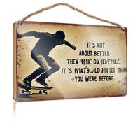Divertente cartello per camera con scritta in inglese "It's Not About Better Than Anyone Else It's About Being Better Than You Were Before Wooded Sign Funny Decor For Home Out, Decorazioni autunnali