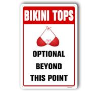 Divertente cartello per piscina con le regole del nuoto, decorazione per la casa, bikini top opzionale Beyond This Point, metallo alluminio, 30,5 x 40,6 cm
