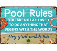 Divertente cartello per piscine all'aperto decorazione per bar e cortile con scritta "Welcome to Our Pool Sign You Are Not Allowed To Do Anything That Begins with", 20,3 x 30,5 cm