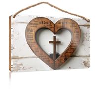Divertente cartello per porta dell'ufficio con cuore a forma di croce, simbolo di devozione, cartello in legno da parete per cucina, decorazione vintage (23 x 35 cm)