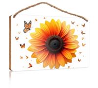 Divertente cartello per porta per ufficio, girasole e farfalle: una scena estiva luminosa, cartello in legno per la decorazione della casa, divertente regalo di caccia (20 x 30 cm)