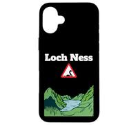 Divertente cartello stradale di avvertimento di Loch Ness, mostro Nessie Custodia per iPhone 16 Plus
