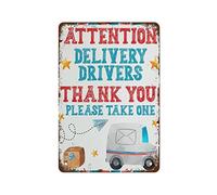 Divertente cartello vintage in metallo con scritta "Delivery Drivers Thank You Basket" "Please Take One for Package Deliveriess", stampa 30,5 x 20,3 cm, adatta per casa e cucina, bar, caffetteria